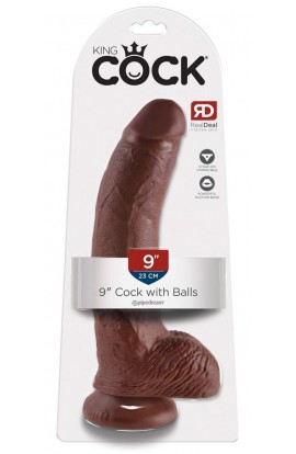 23cm Cock with Balls Brúnn