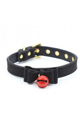  Collar with Bow and Rattle 44 cm Black/Red