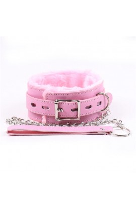  Collar with Leash Pastel Pink
