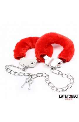  Fur Ankle Cuffs Red