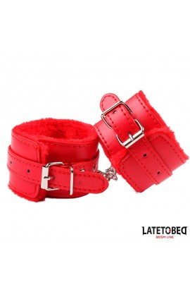  Furry Ankle Cuff Red