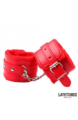  Furry Wrist Cuff Red