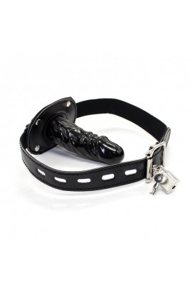  Locking Long Penis 10 cm Gag Ball Black