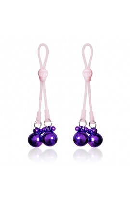  Nipple Clamps Skulls and Ring Bells Silicone and Metal Pink/Purple