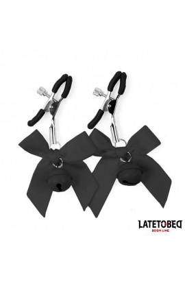  Nipple Clamps with Bell and Black Bow