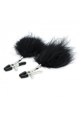  Nipple Clamps with Black Feather