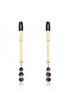  Nipple Clamps with Glass Beads Golden