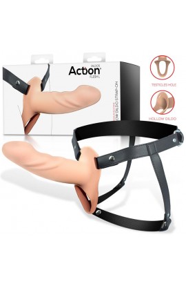  Strap-On with Hollow Dildo Premium Silicone Size L Flesh
