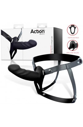  Strap-On with Hollow Dildo Premium Silicone Size S Black